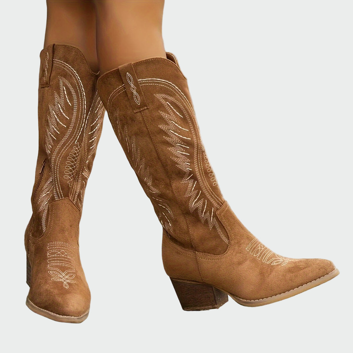 Chic Embroidered Western Ankle Boots