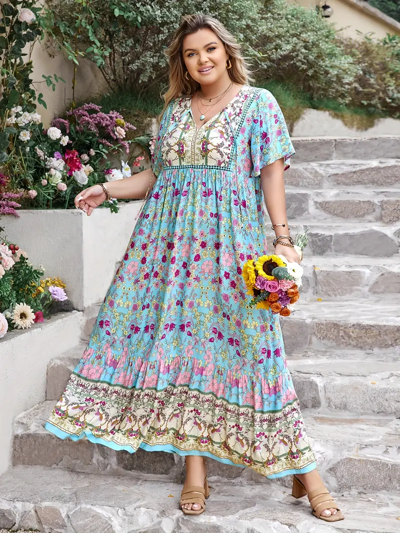 Boho Floral Maxi Dress – Flowy, Flattering Plus-Size Style