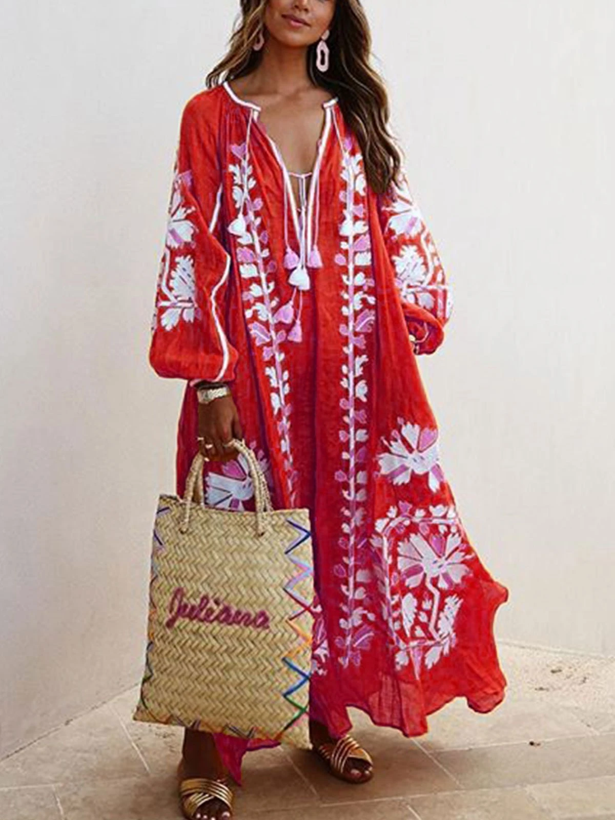 Bohemian Printed Oversized Maxi Dress for Comfort and Elegance Style