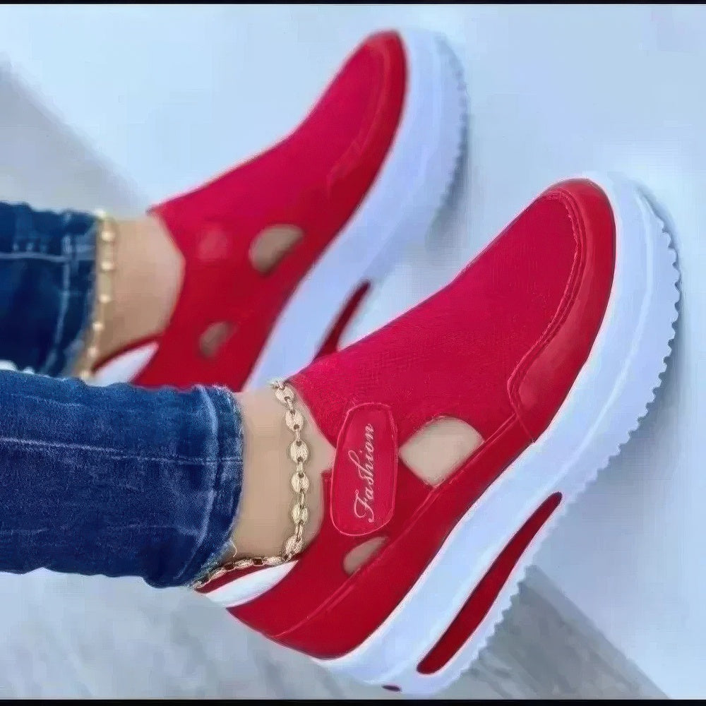 Breathable Cashmere Women's Sneakers with Mesh Platform