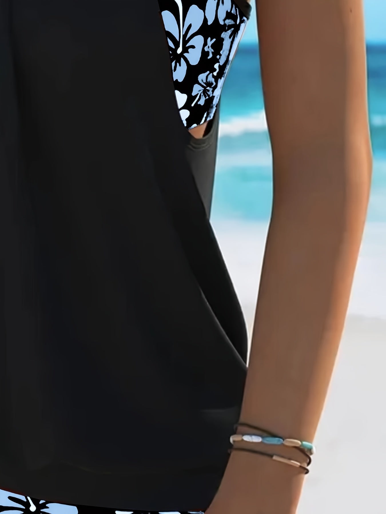 Isabella Blue Floral Tankini Set - Elegant Two-Piece Swimwear