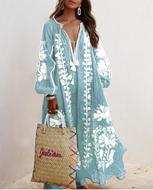 Bohemian Printed Oversized Maxi Dress for Comfort and Elegance Style