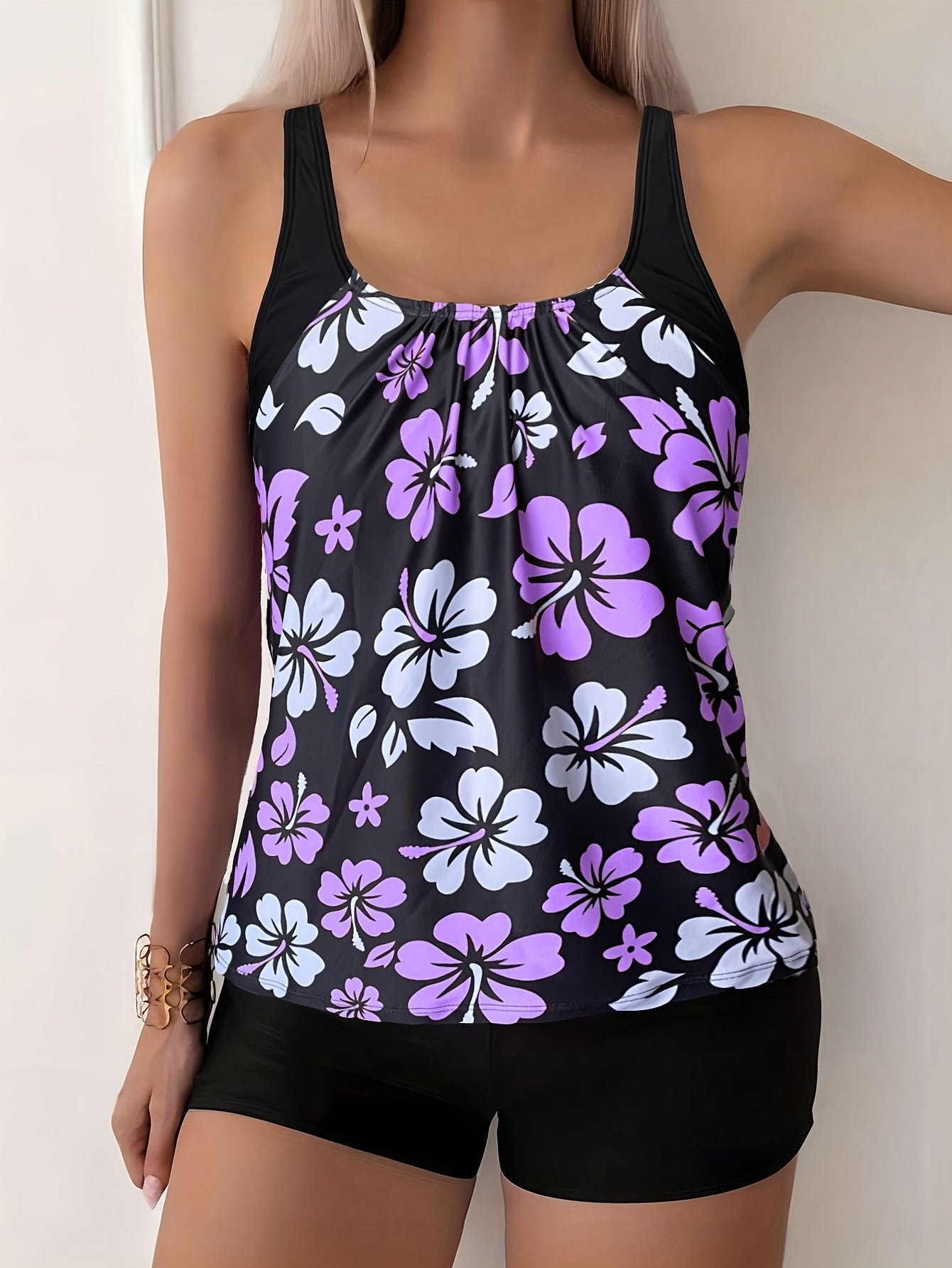 Floral Print Tankini Set – Vibrant Two-Piece Swimsuit