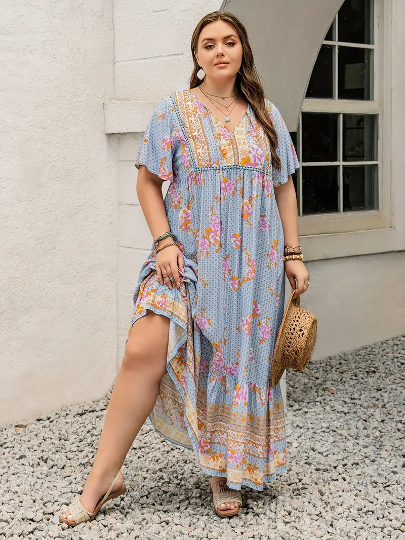 Boho Floral Maxi Dress – Plus Size, Flowy & Elegant