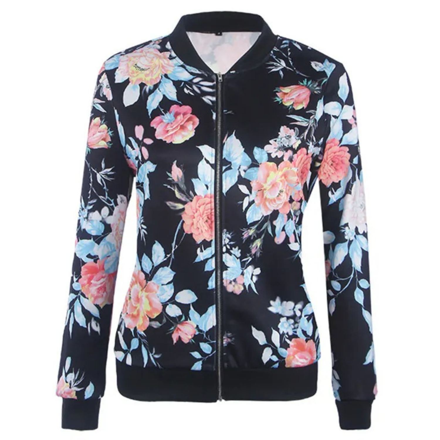 Bella - Floral Print Bomber Jacket for a Fresh and Trendy Style