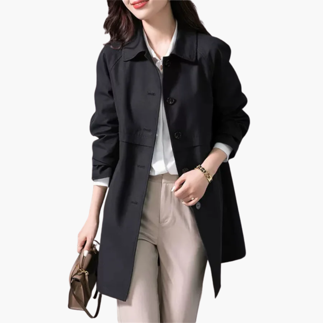 Mid-length women's coat – stylish with buttons and practical pockets