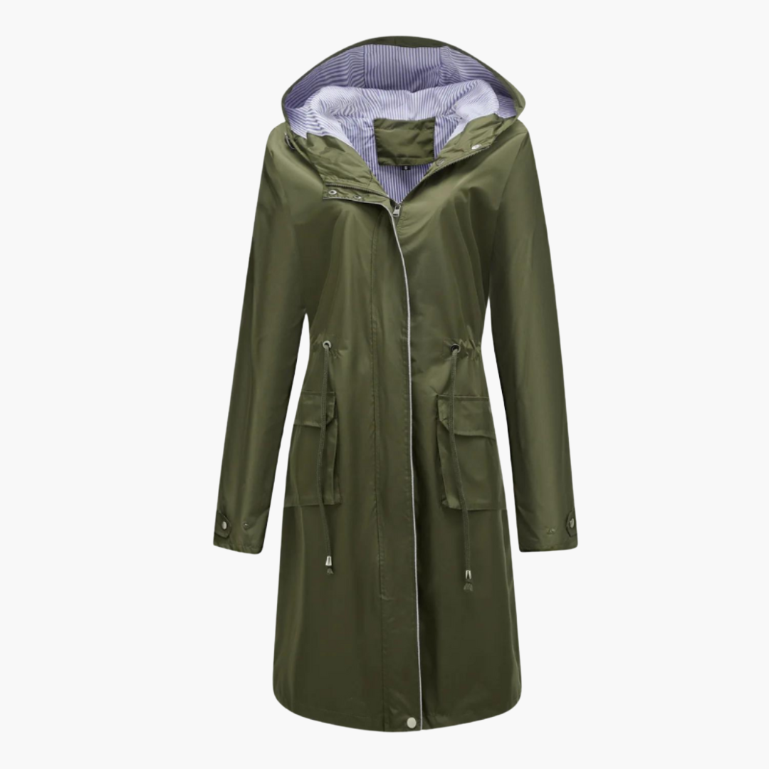 Women's trench coat with hood and practical front pockets – stylish and versatile