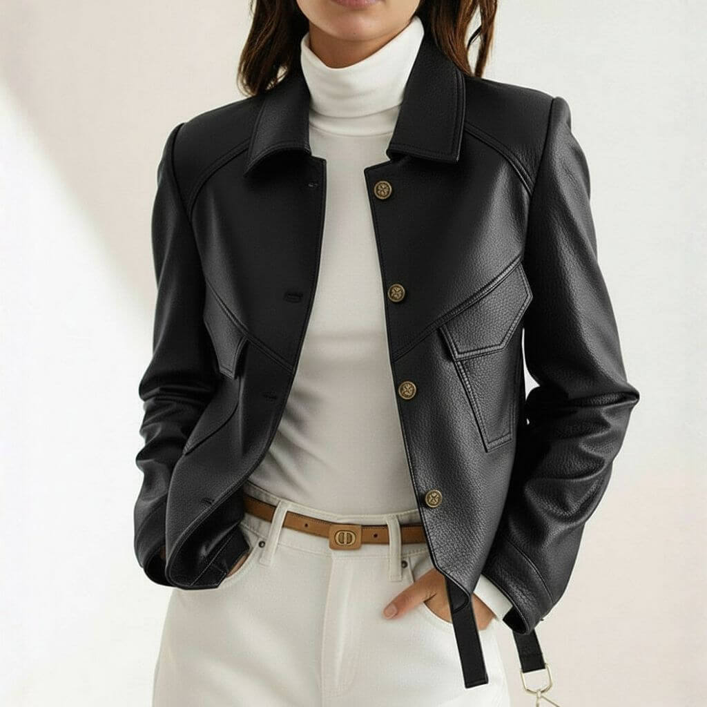 Gianna Elegant Classic Leather Jacket for Timeless Style
