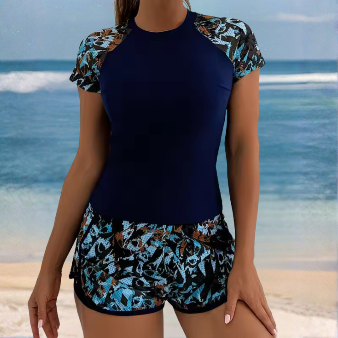 Viviana | Flattering Short-Sleeve Two-Piece Swimsuit Set