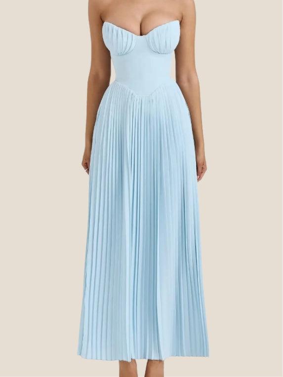 Maxie Pleated Dress with Tube Top for an Elegant and Trendy Look