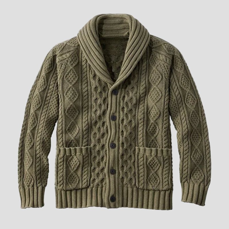 Noah Knitted Jacquard Retro-Style Cardigan