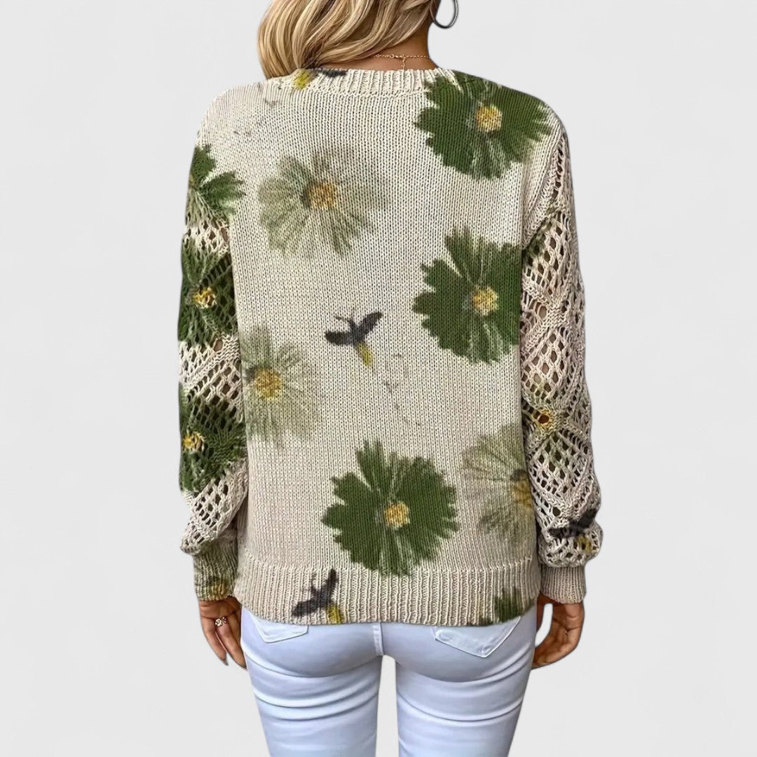 Annes - Elegant Floral Pattern Sweater for a Stylish Look
