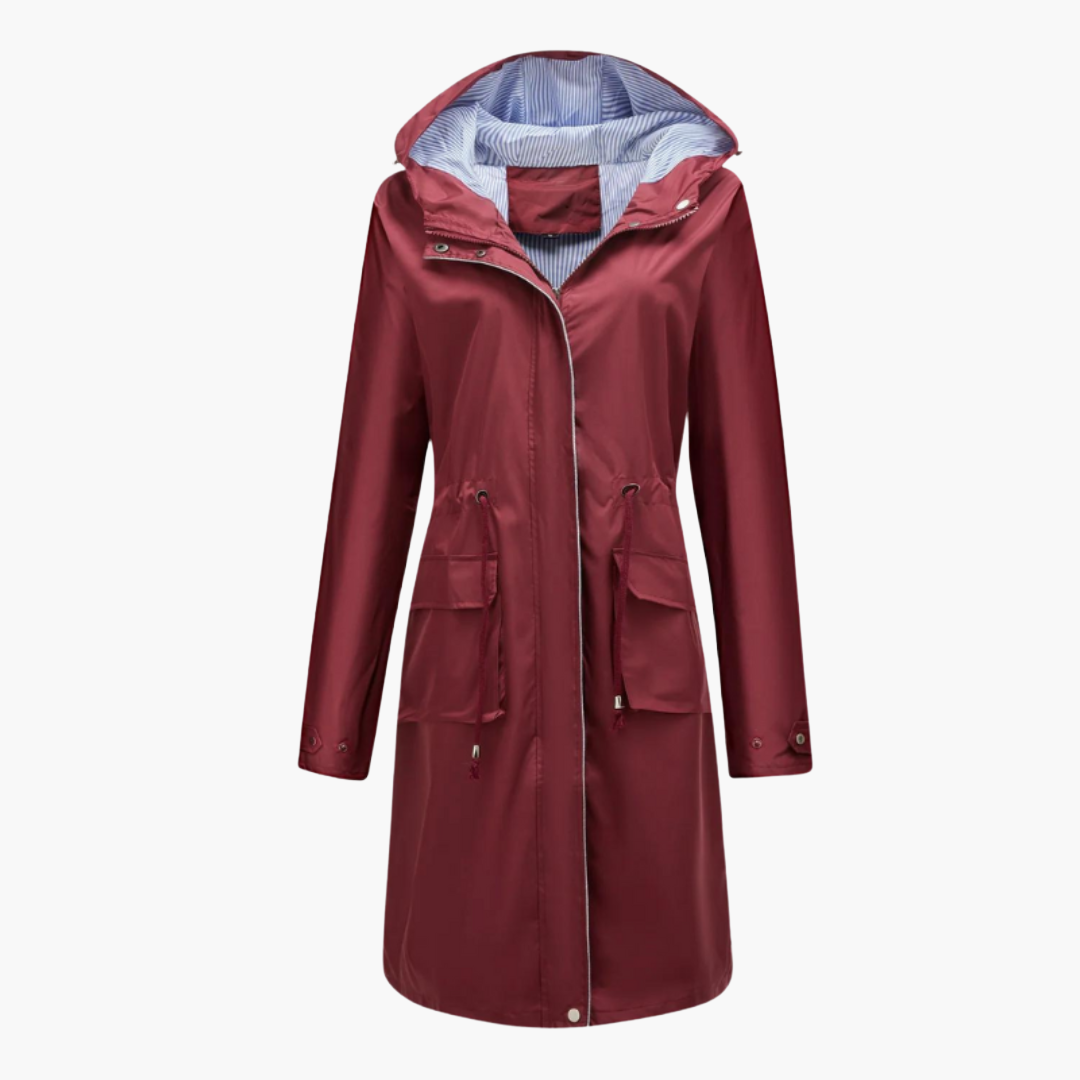 Women's trench coat with hood and practical front pockets – stylish and versatile