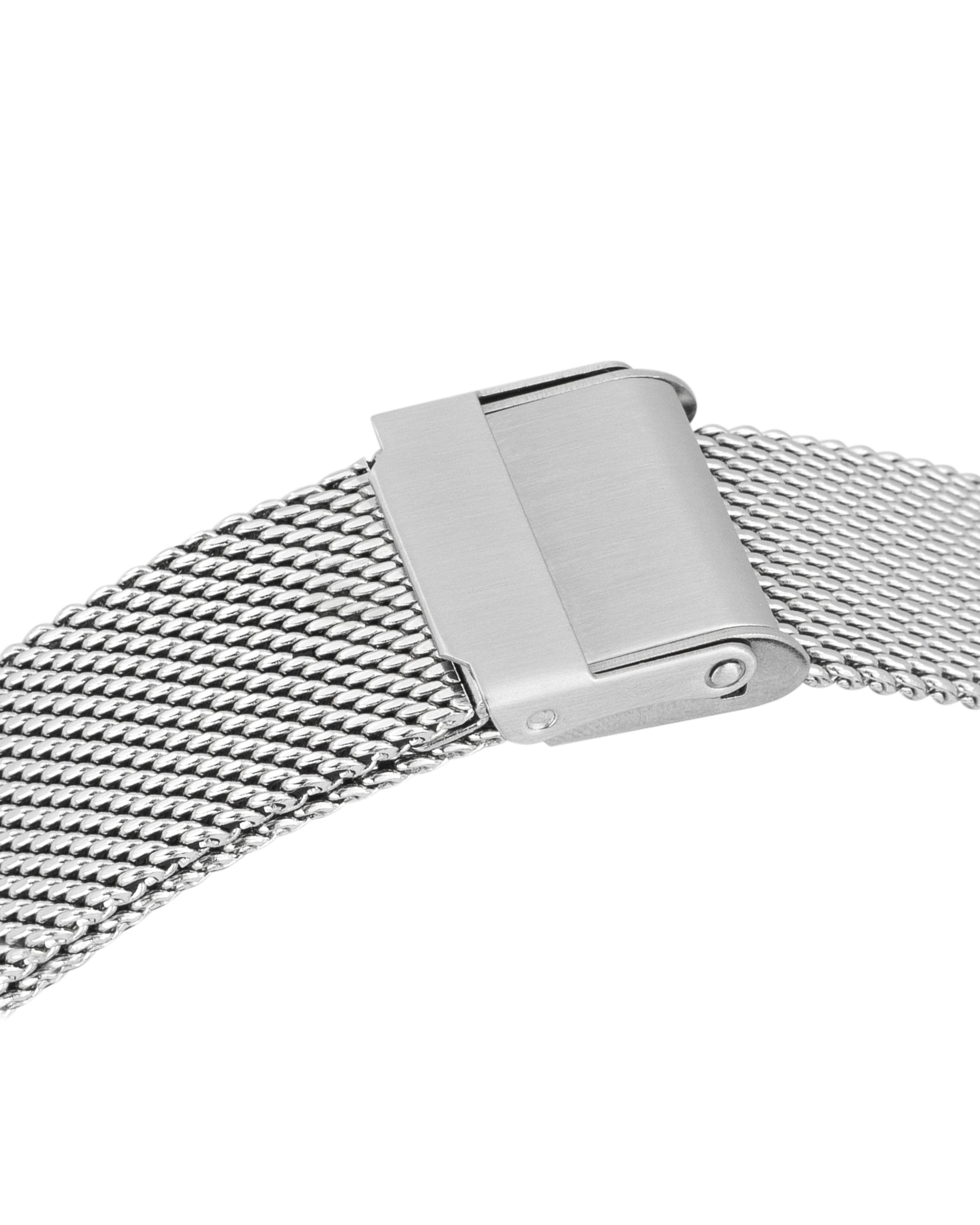 Zenith - Elegant Silver Square Watch with Stylish Mesh Band