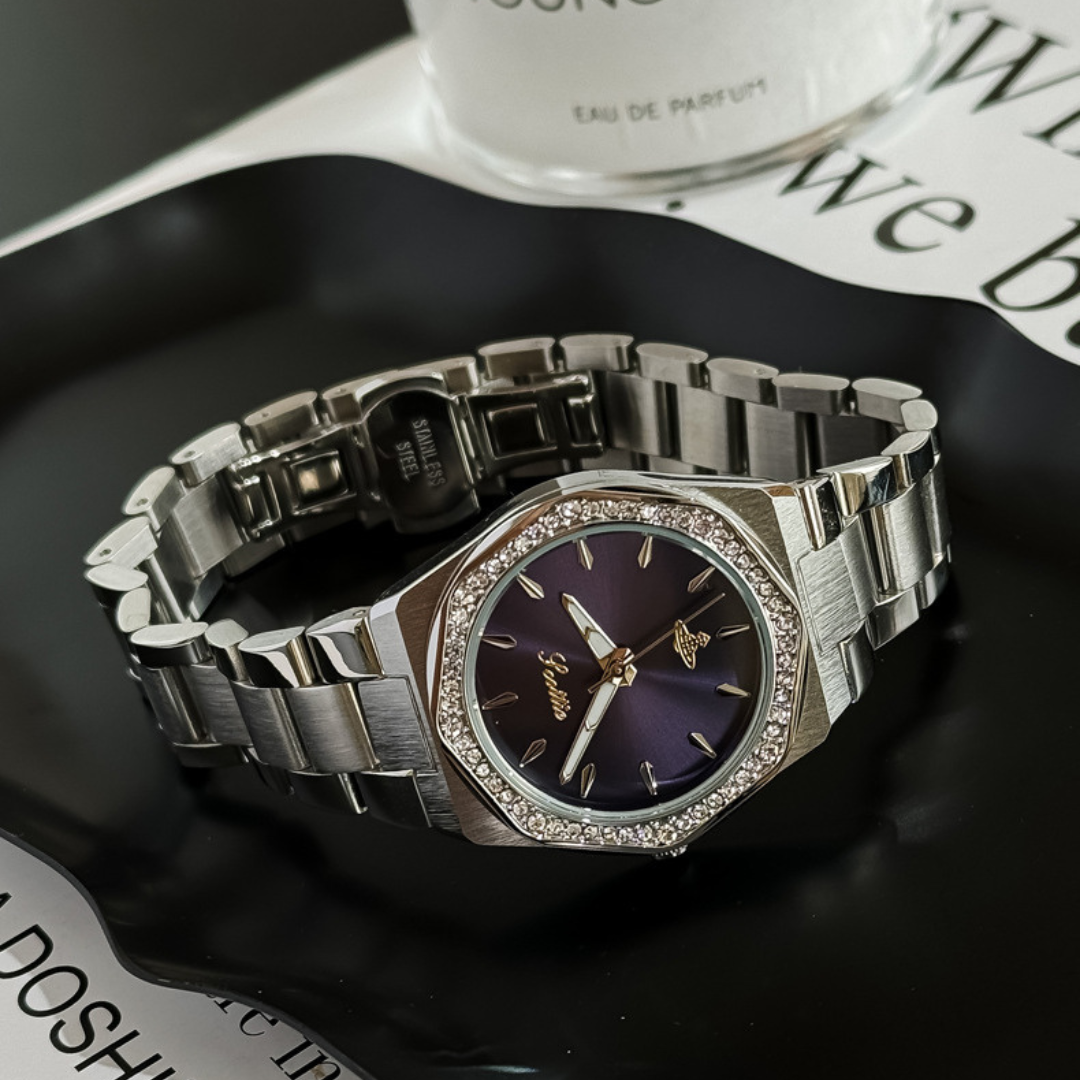 Stainless Steel Octagonal Diamond Dainty Watch – Elegant and Unique Timepiece