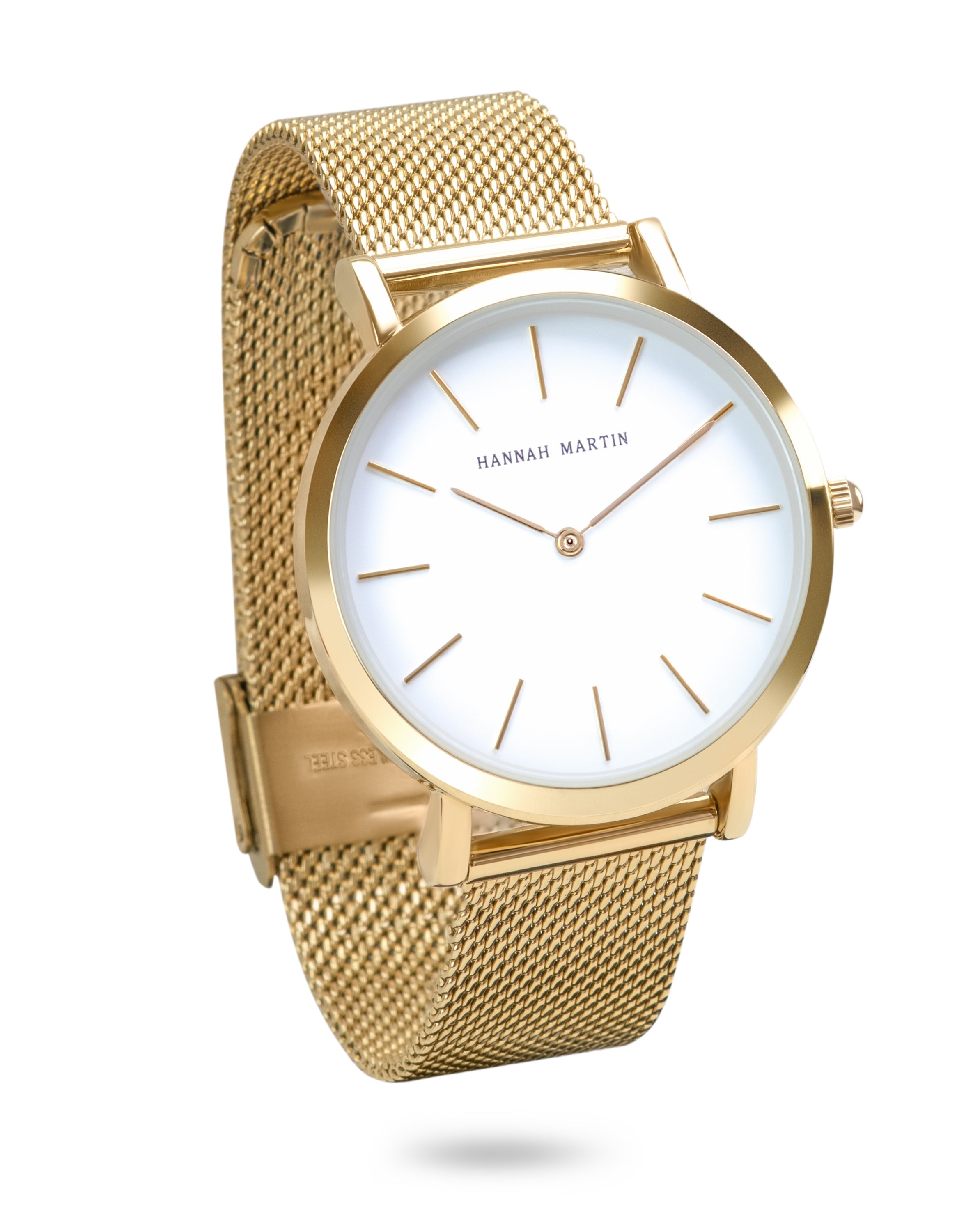 Solis - Elegant Round Watch in Gold with Luxury Mesh Band