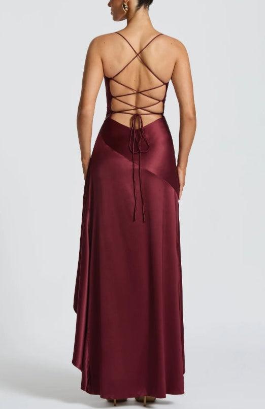 Elegant Maxi Dress with Halter Neckline and Backless Design with Ruffles