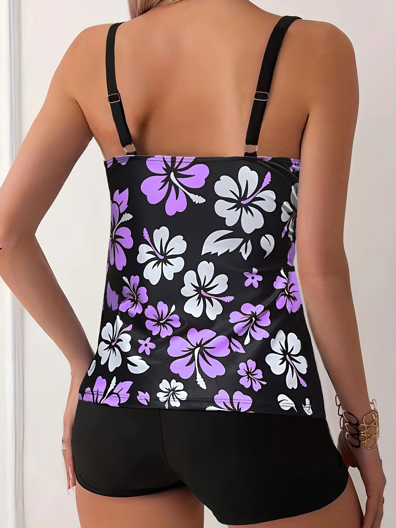 Floral Print Tankini Set – Vibrant Two-Piece Swimsuit