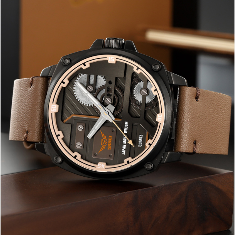 Elegant Leather Quartz Men's Watch