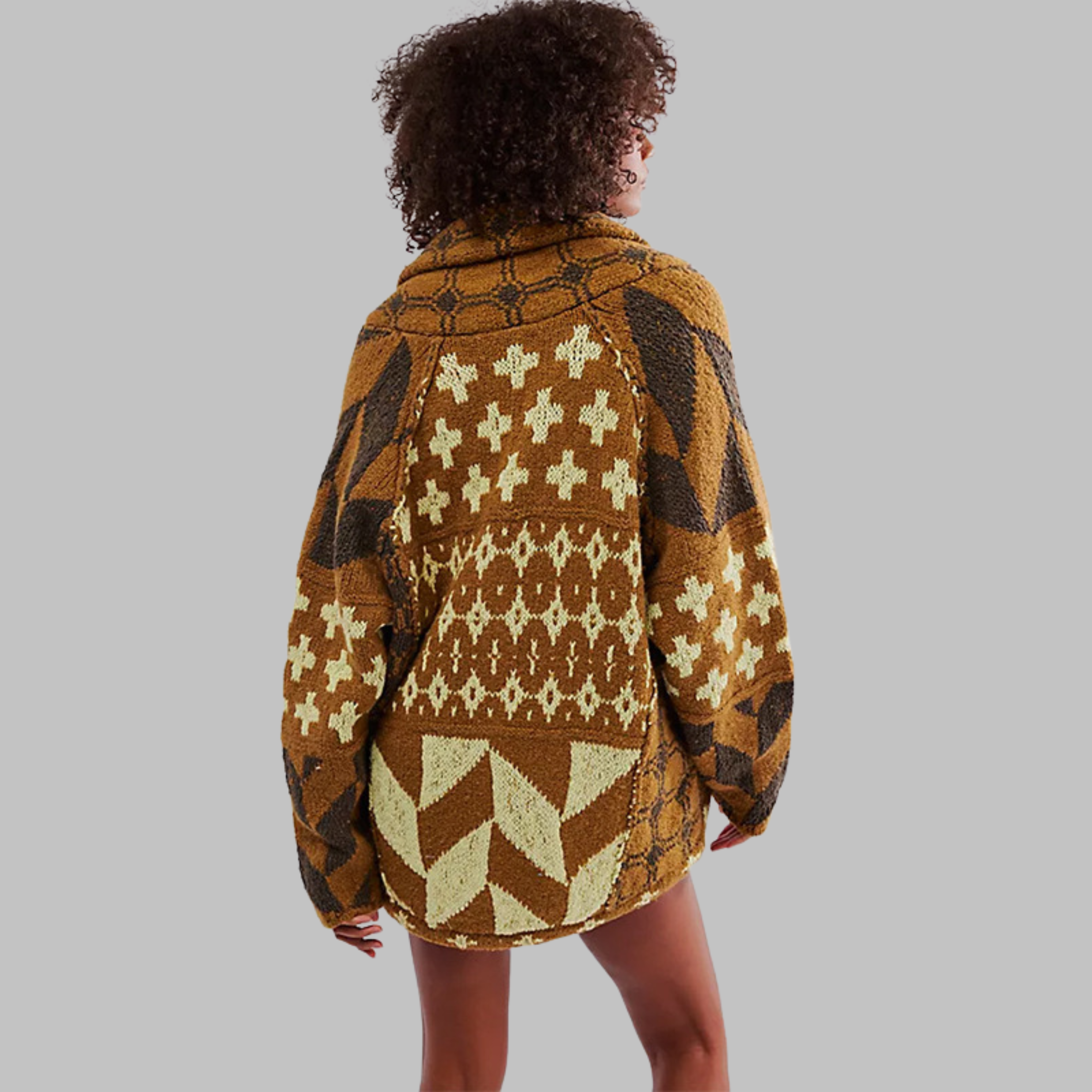 PORTIA™ - Oversized long-sleeve cardigan with vintage button collar
