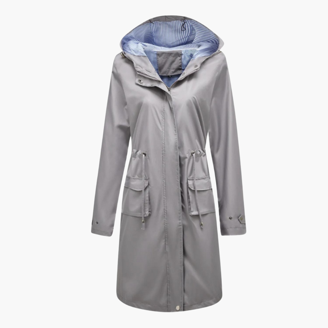 Women's trench coat with hood and practical front pockets – stylish and versatile