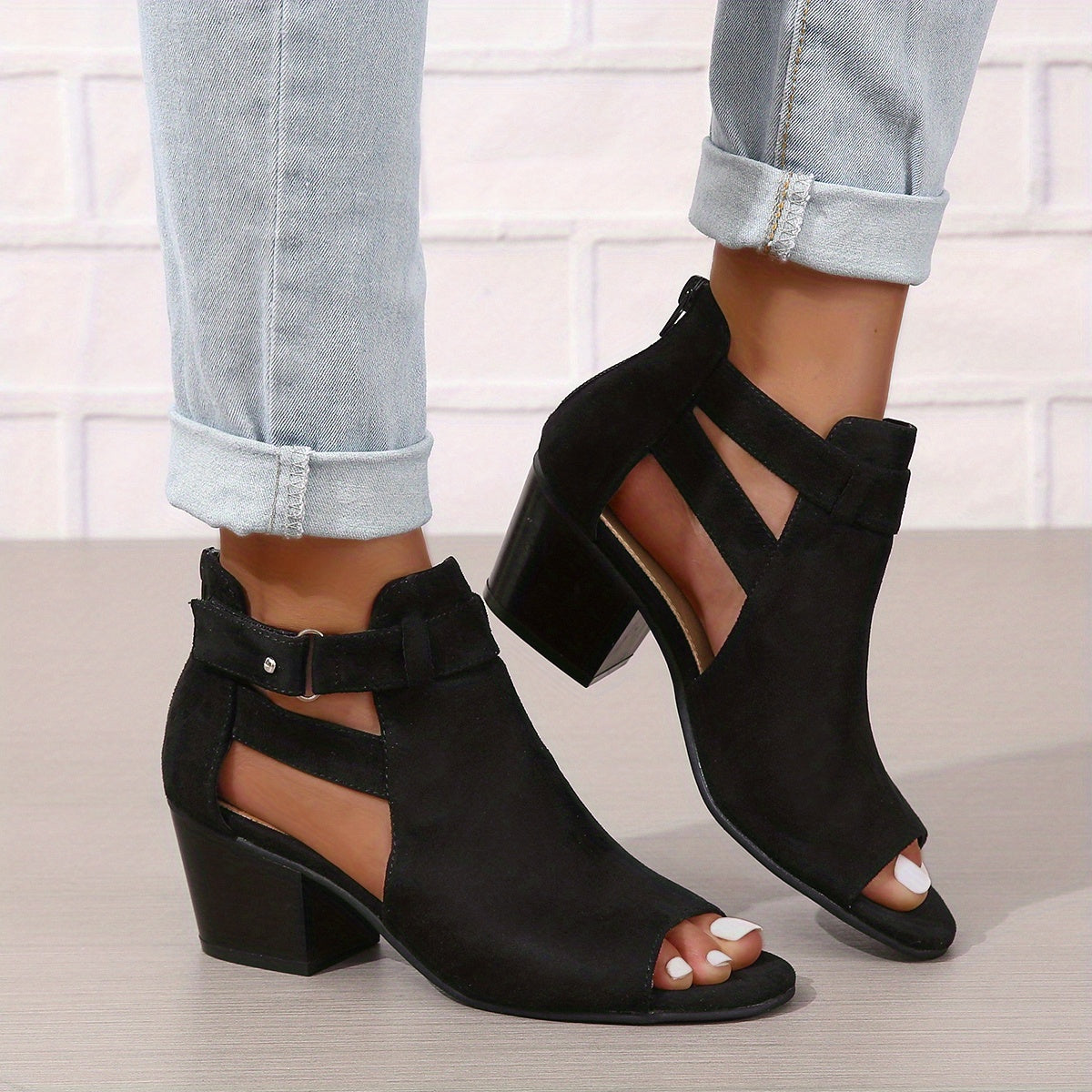 Isabel Women's Open-Toe Heeled Sandals with a Trendy Block Heel & Cutout Ankle Boot Style