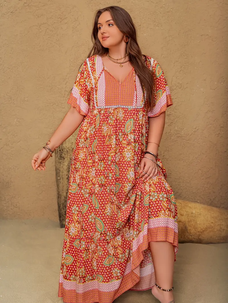 Boho Floral Maxi Dress for Curves – Plus Size