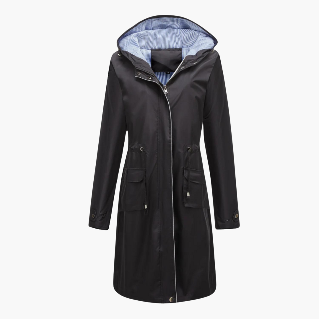 Women's trench coat with hood and practical front pockets – stylish and versatile