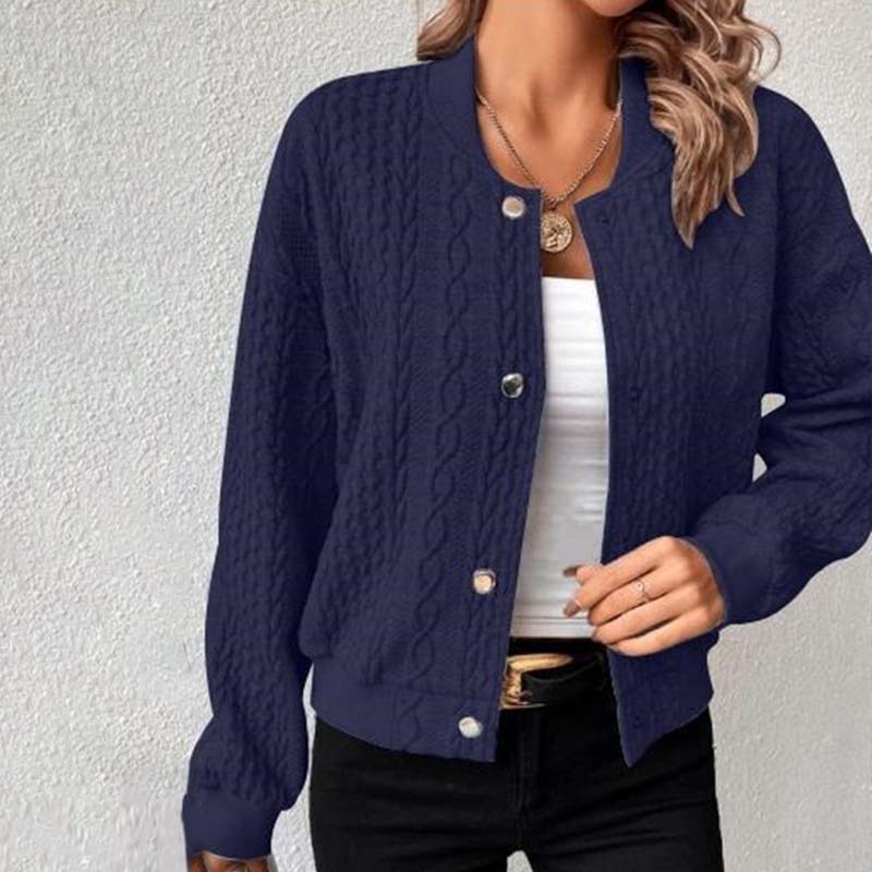 Women's Clothing - Quilted Knit Bomber Jacket for a Touch of Comfort and Elegance