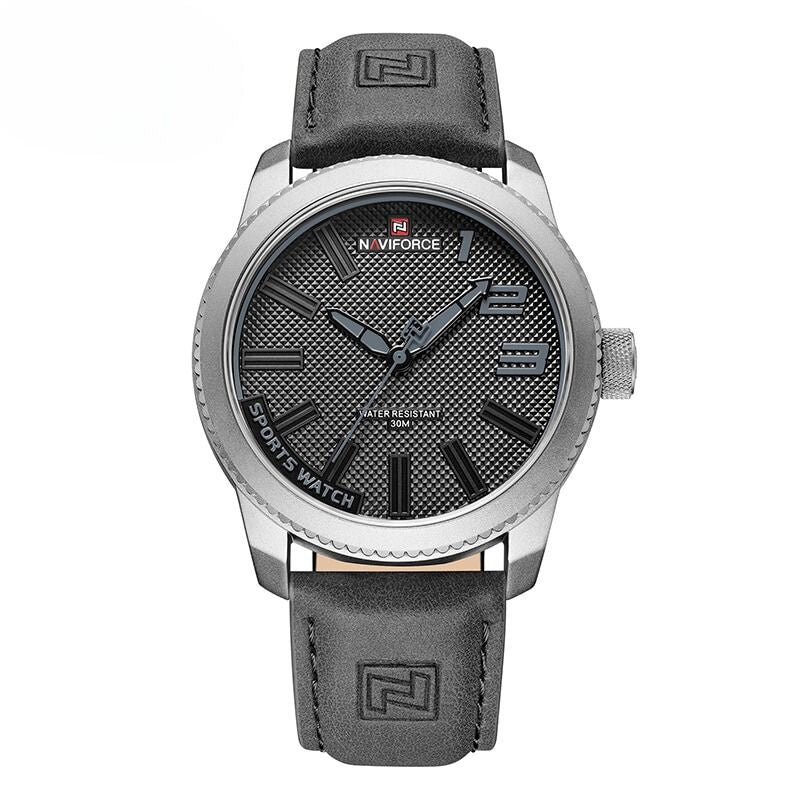 Shockproof rugged sports military watch with leather