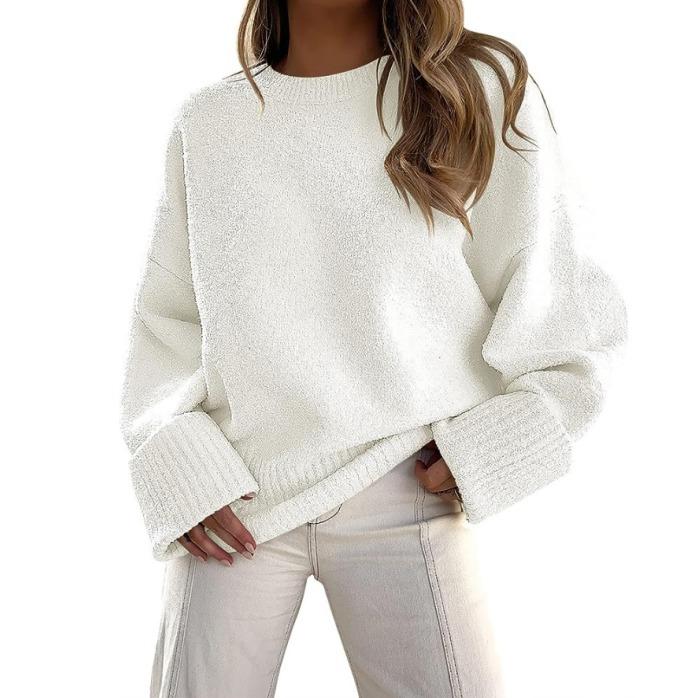 Cozy Long-Sleeve Crewneck Pullover Sweater for Everyday Warmth