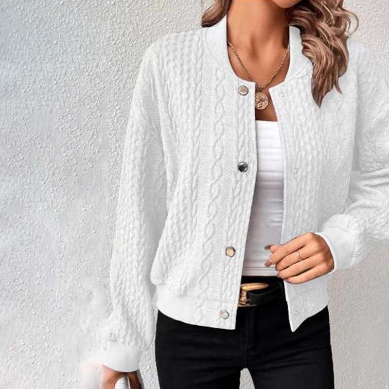 Women's Clothing - Quilted Knit Bomber Jacket for a Touch of Comfort and Elegance
