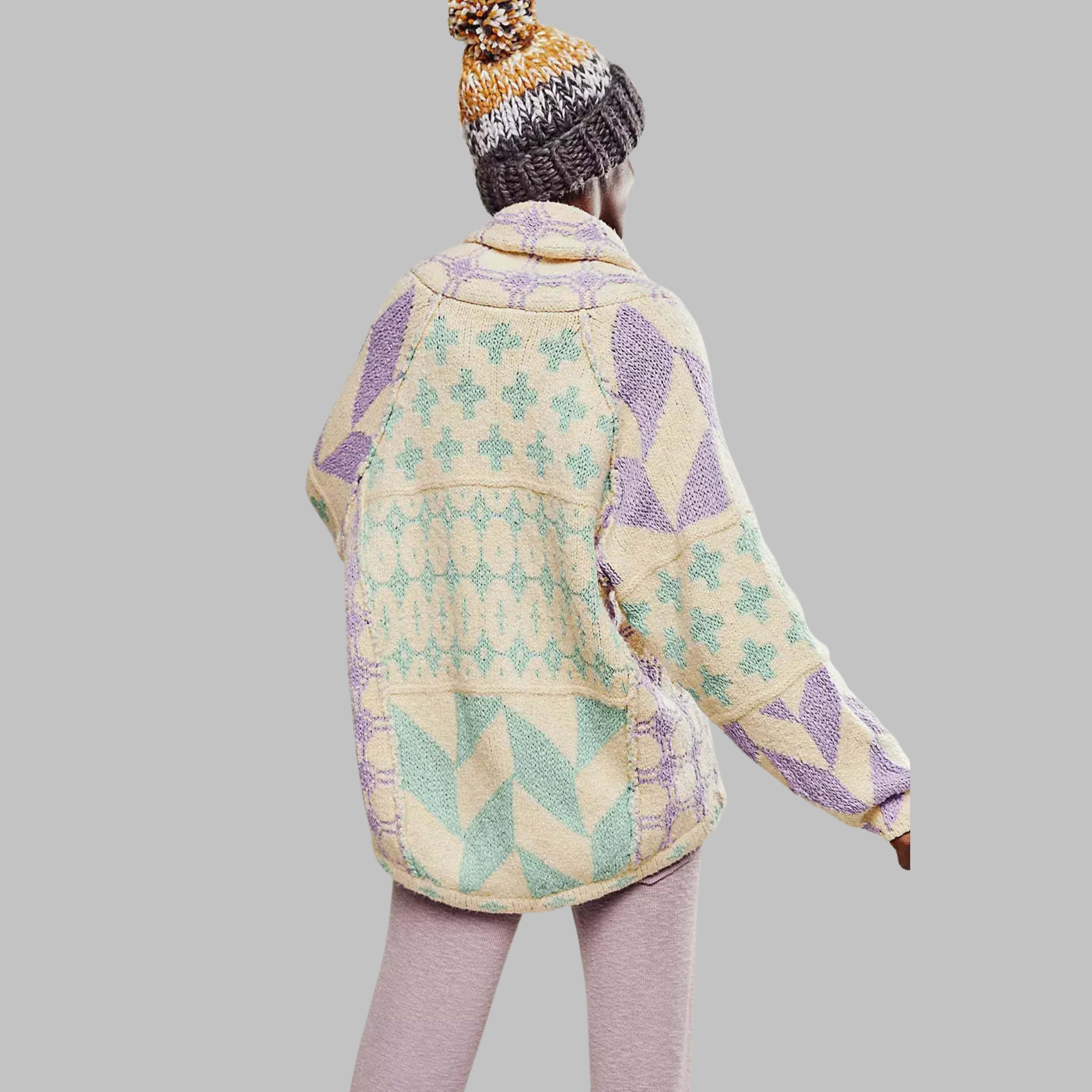 PORTIA™ - Oversized long-sleeve cardigan with vintage button collar