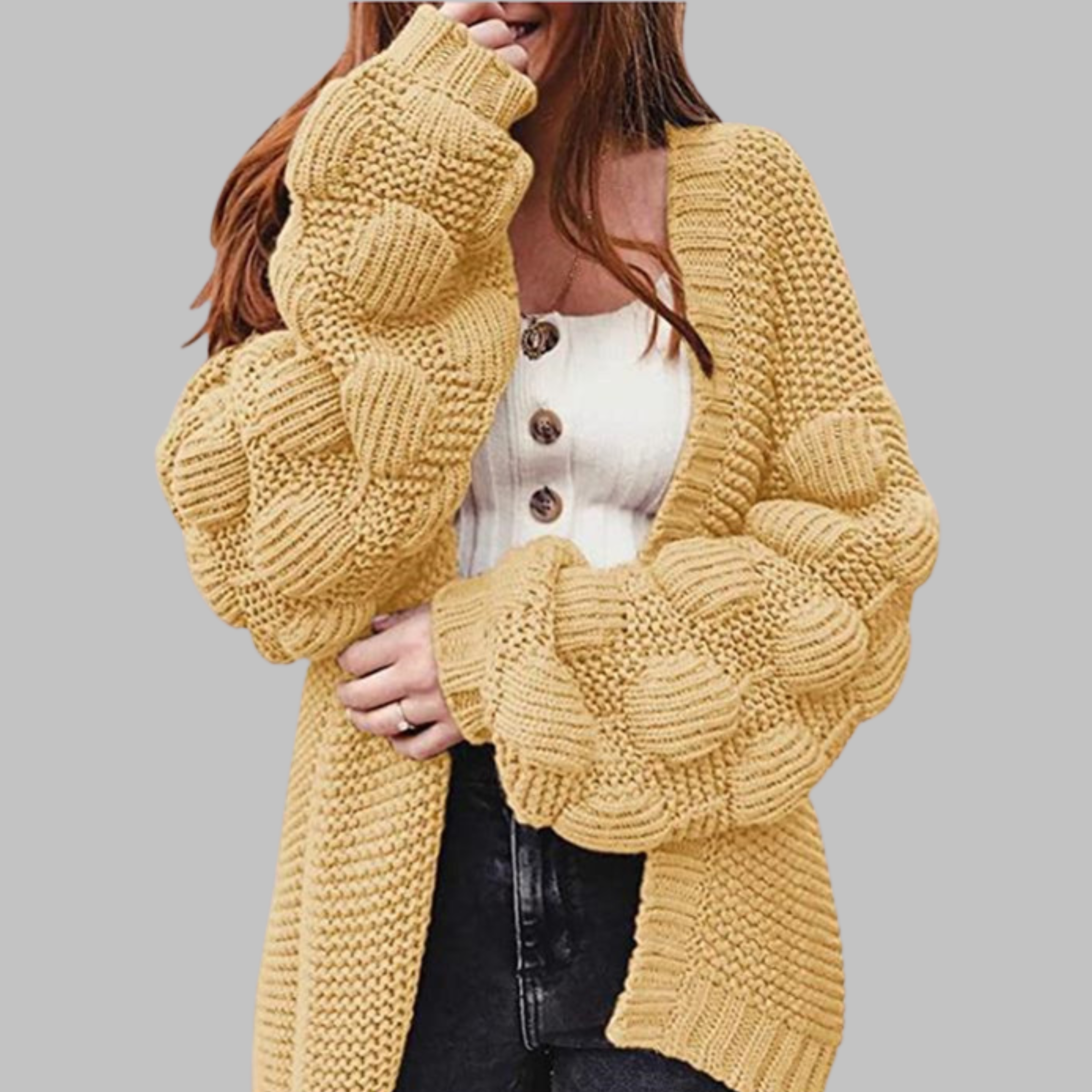 Vintage-Inspired Oversized Chunky Knit Open-Front Cardigan