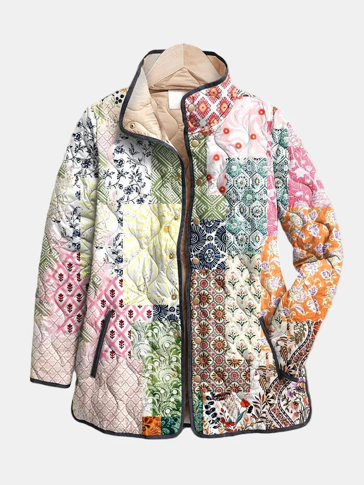 Janelle Floral Print Quilted Jacket - Cozy, Eye-Catching Outerwear