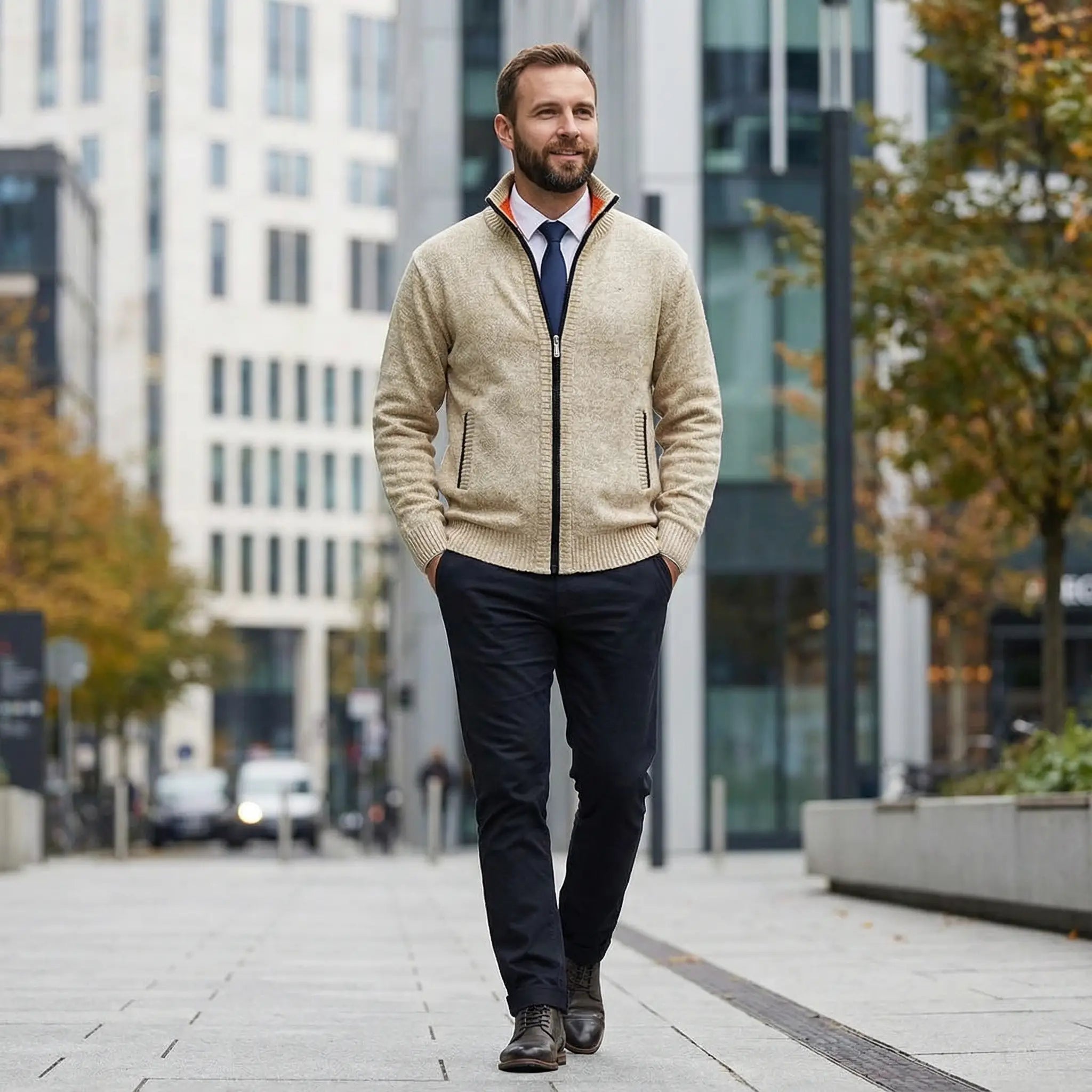 Owen | Classic Solid Knit Cardigan with Stand Collar
