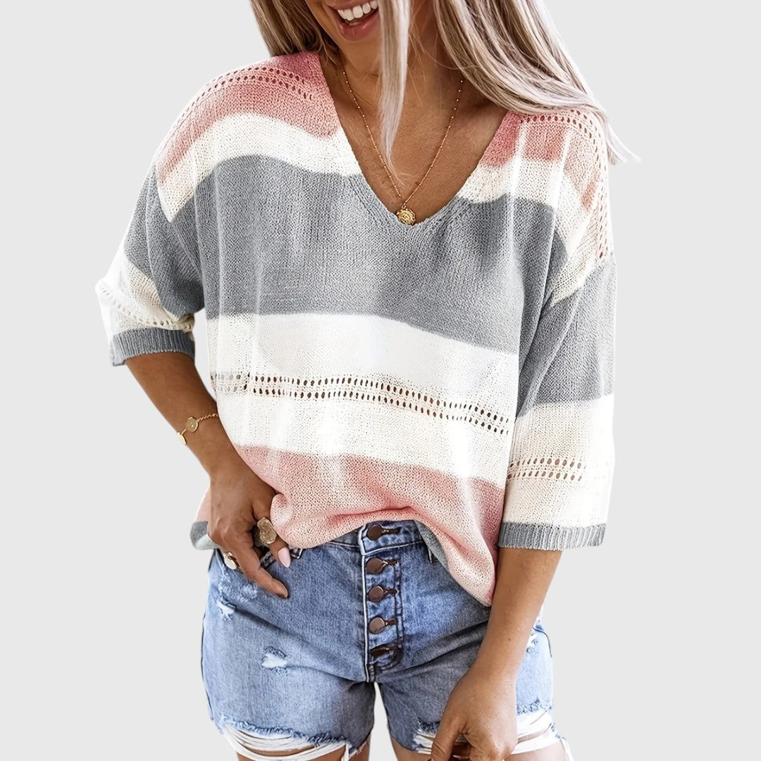 Ida - Striped Pullover with V-Neck for Elegant Style and Maximum Comfort