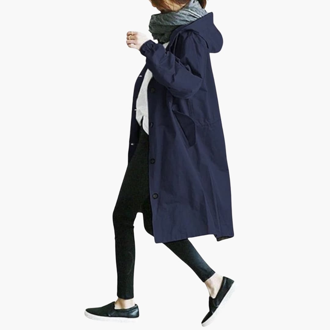 Women's hooded coat with a button placket – timelessly elegant and versatile