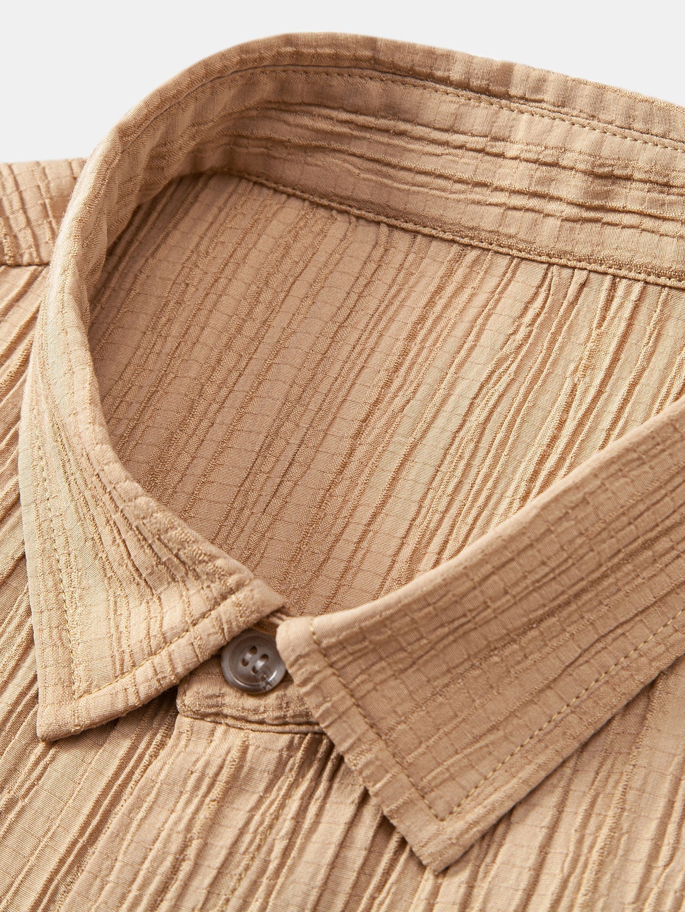 Crinkled-Textured Button-Up Shirt