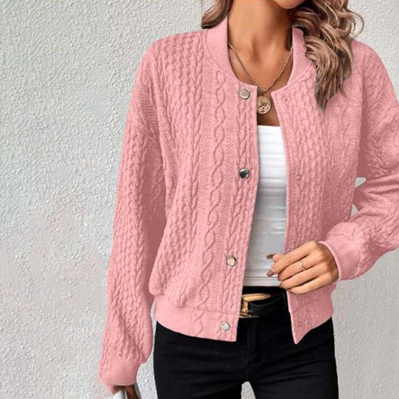Women's Clothing - Quilted Knit Bomber Jacket for a Touch of Comfort and Elegance