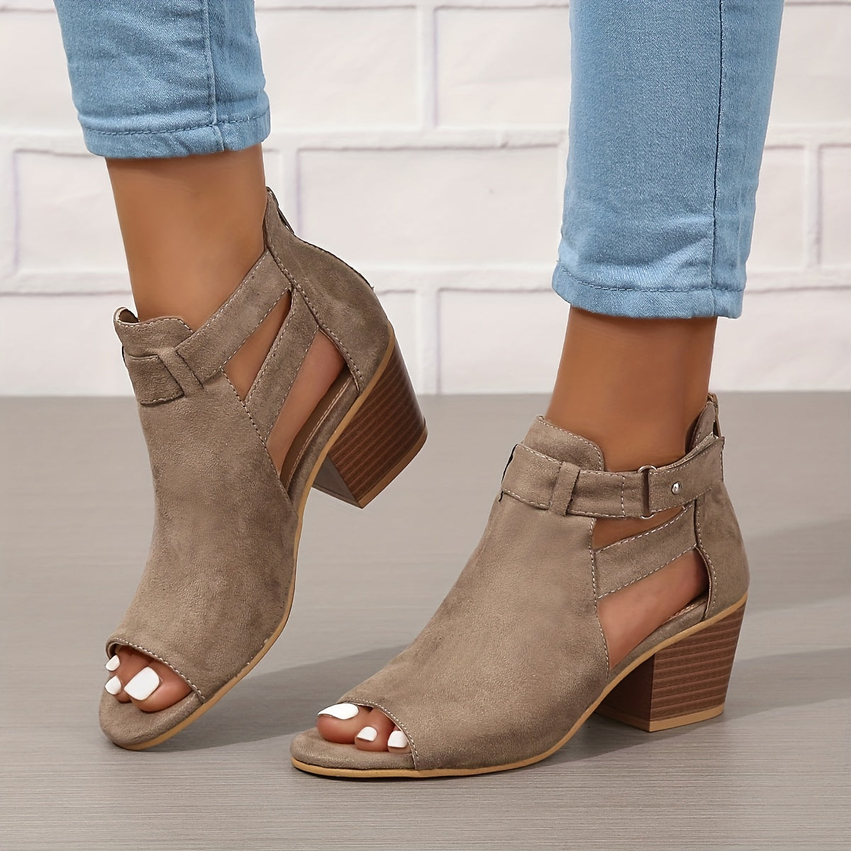 Isabel Women's Open-Toe Heeled Sandals with a Trendy Block Heel & Cutout Ankle Boot Style