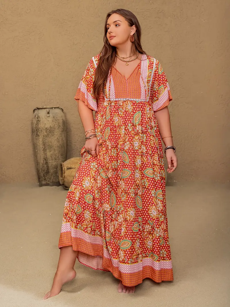 Boho Floral Maxi Dress for Curves – Plus Size