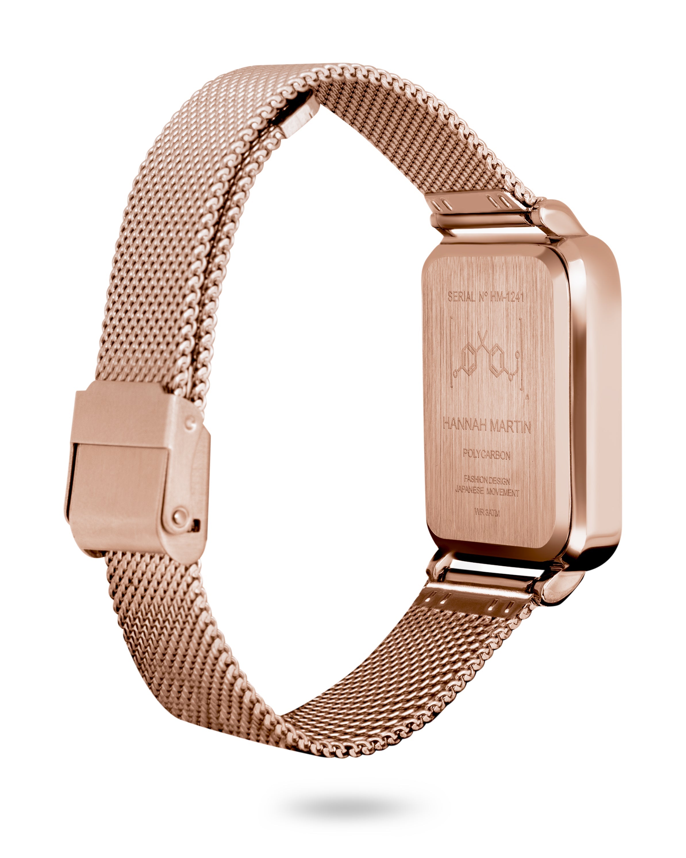 Luxe - Elegant Rectangular Watch with Rose Gold Mesh Band for a Stylish Look