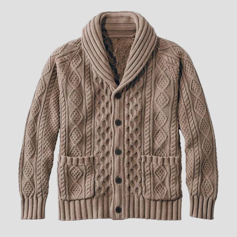 Noah Knitted Jacquard Retro-Style Cardigan