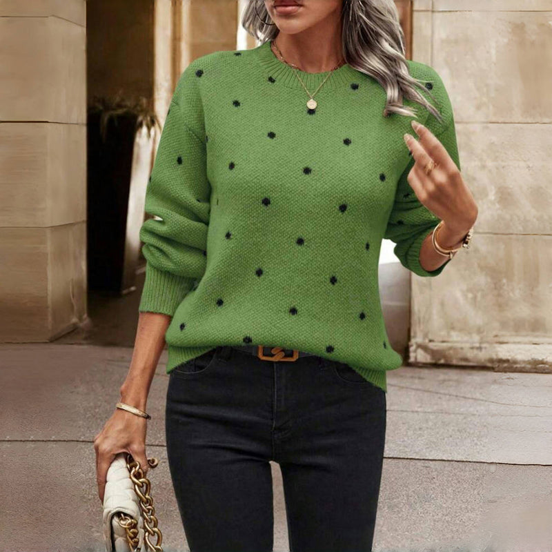 Nina - Chic Polka Dot Knitted Sweater for Cozy Style