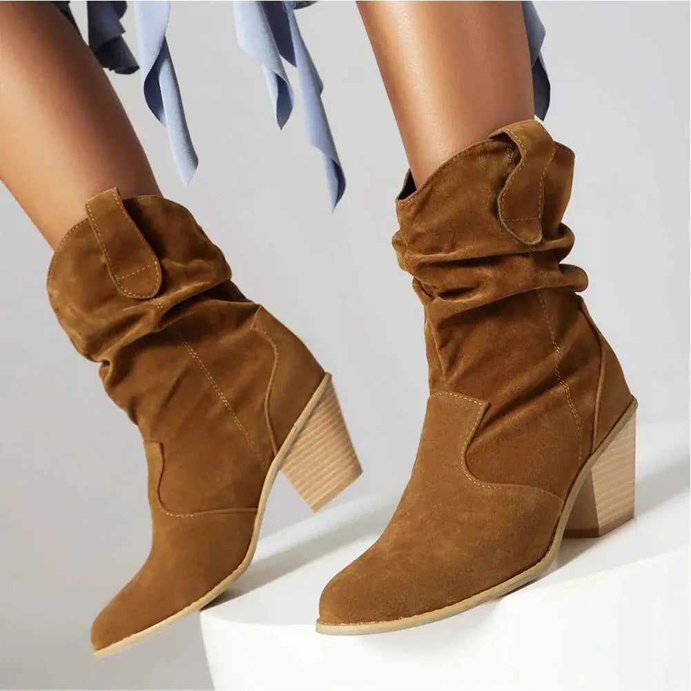 Women's Western Cowboy-Style Retro Fashion Boots - Chic Vintage-Inspired Western Footwear
