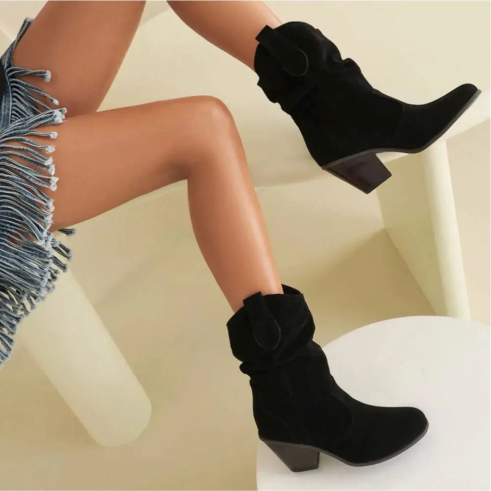 Women's Western Cowboy-Style Retro Fashion Boots - Chic Vintage-Inspired Western Footwear
