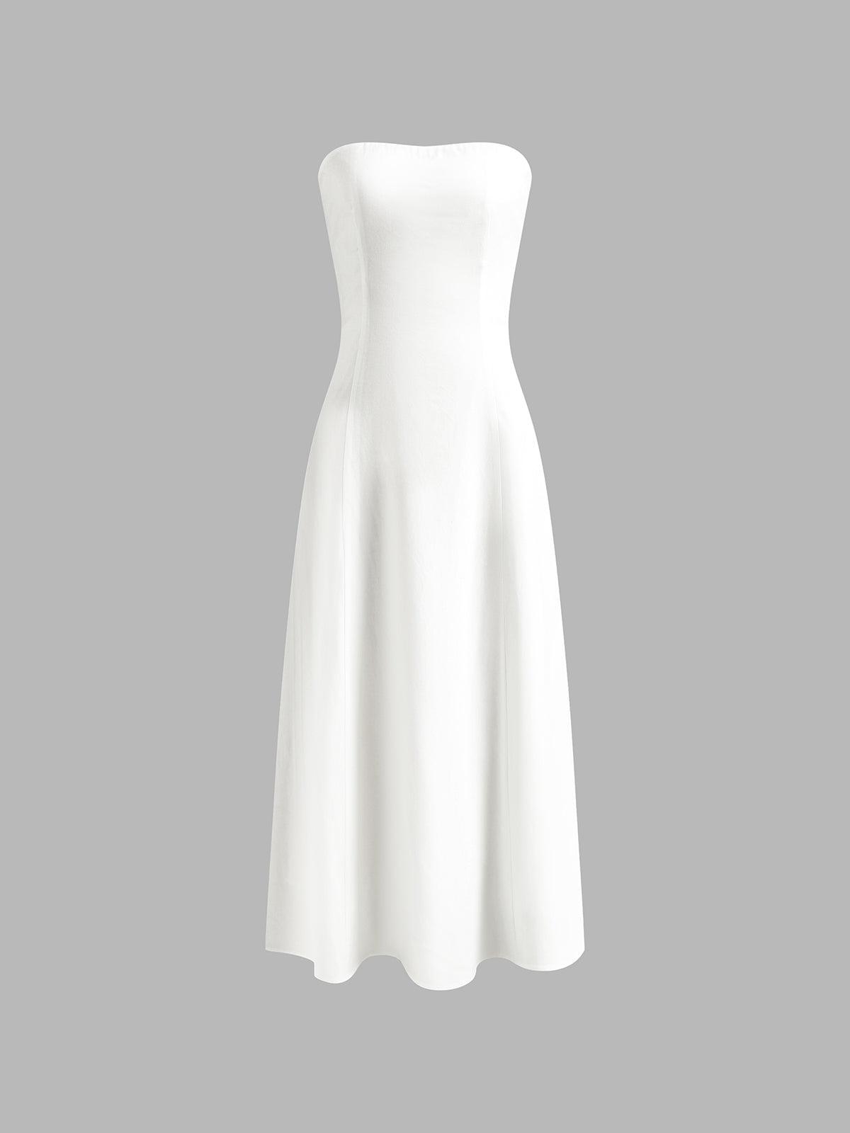 Elegant Linen Blends Long Tube Dress with Pockets - Perfect for Casual and Chic Looks