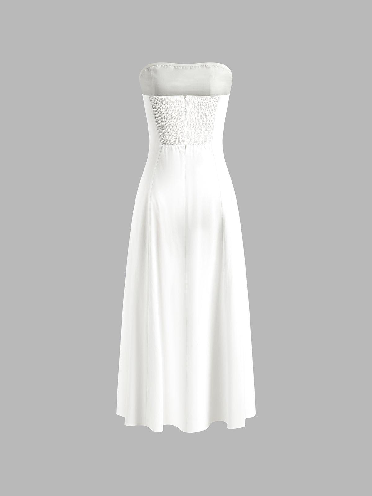 Elegant Linen Blends Long Tube Dress with Pockets - Perfect for Casual and Chic Looks