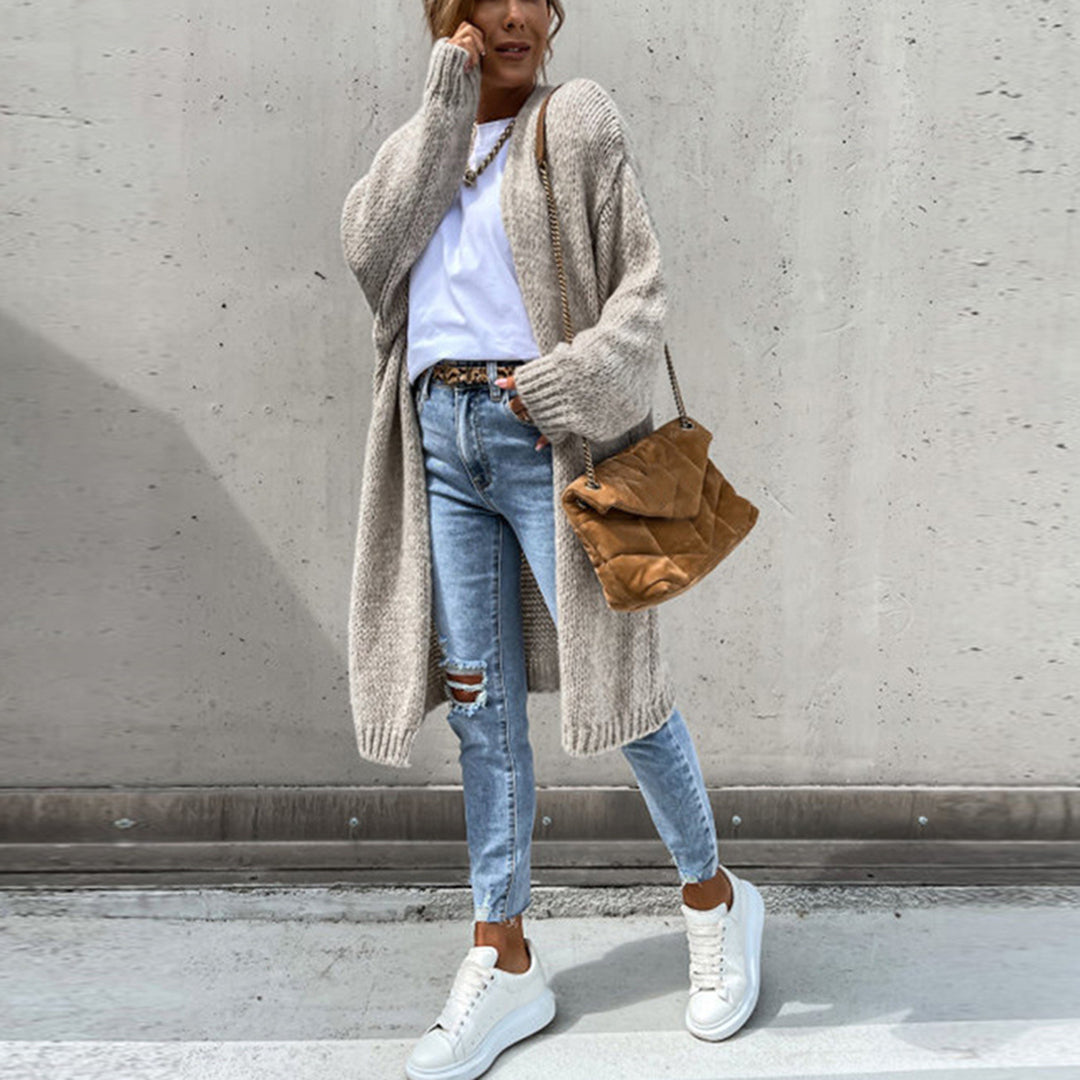 Lauren | Women's Cozy Relaxed Fit Long Open Front Cardigan for Effortless Style